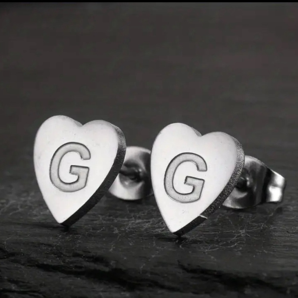 Stainless Steel Letter Engrave Initial Earring